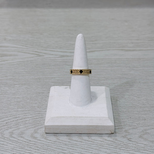 Onyx Clover Ring
