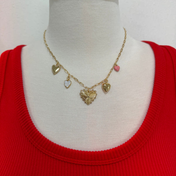 Pink Heart Charm Necklace