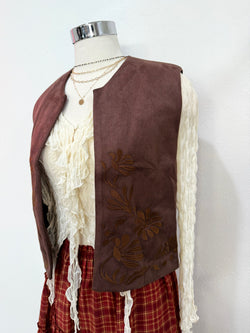 Shay Embroidered Suede Vest