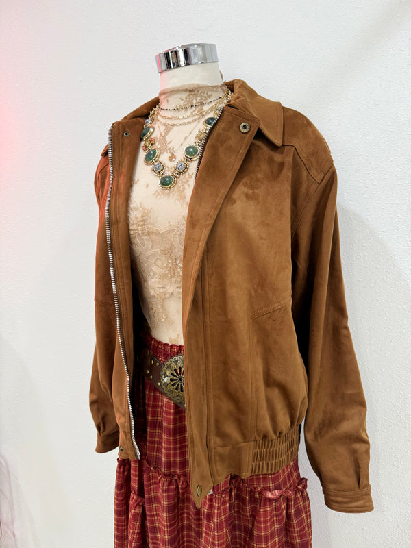 Tobacco Vegan Suede Jacket