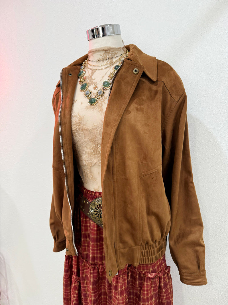 Tobacco Vegan Suede Jacket
