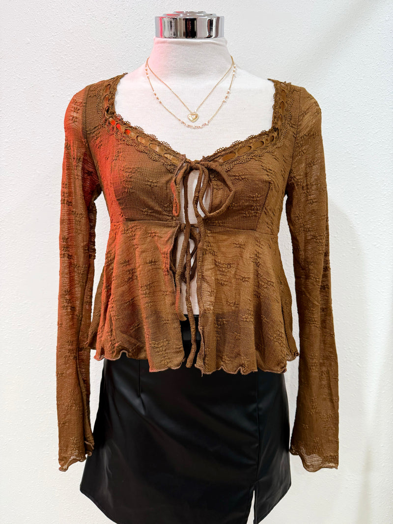 Rosewood Front Tie Blouse