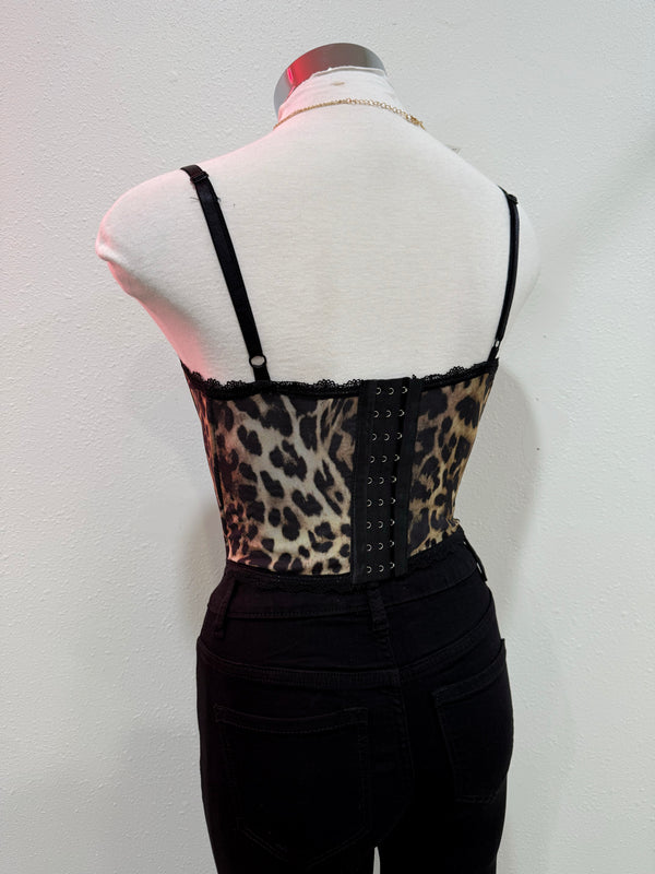 Leopard Noir Corset Top
