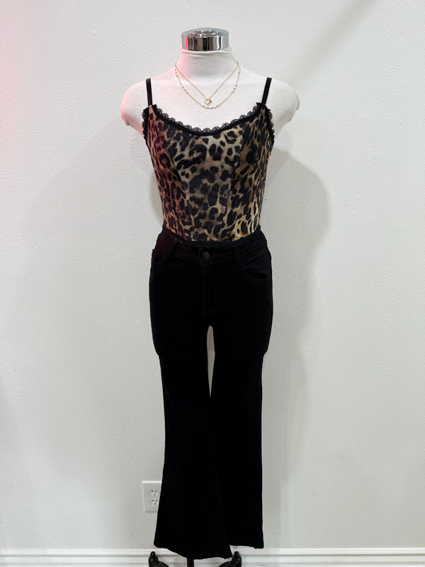 Leopard Noir Corset Top