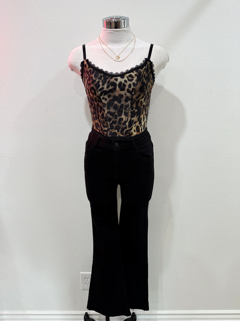 Leopard Noir Corset Top