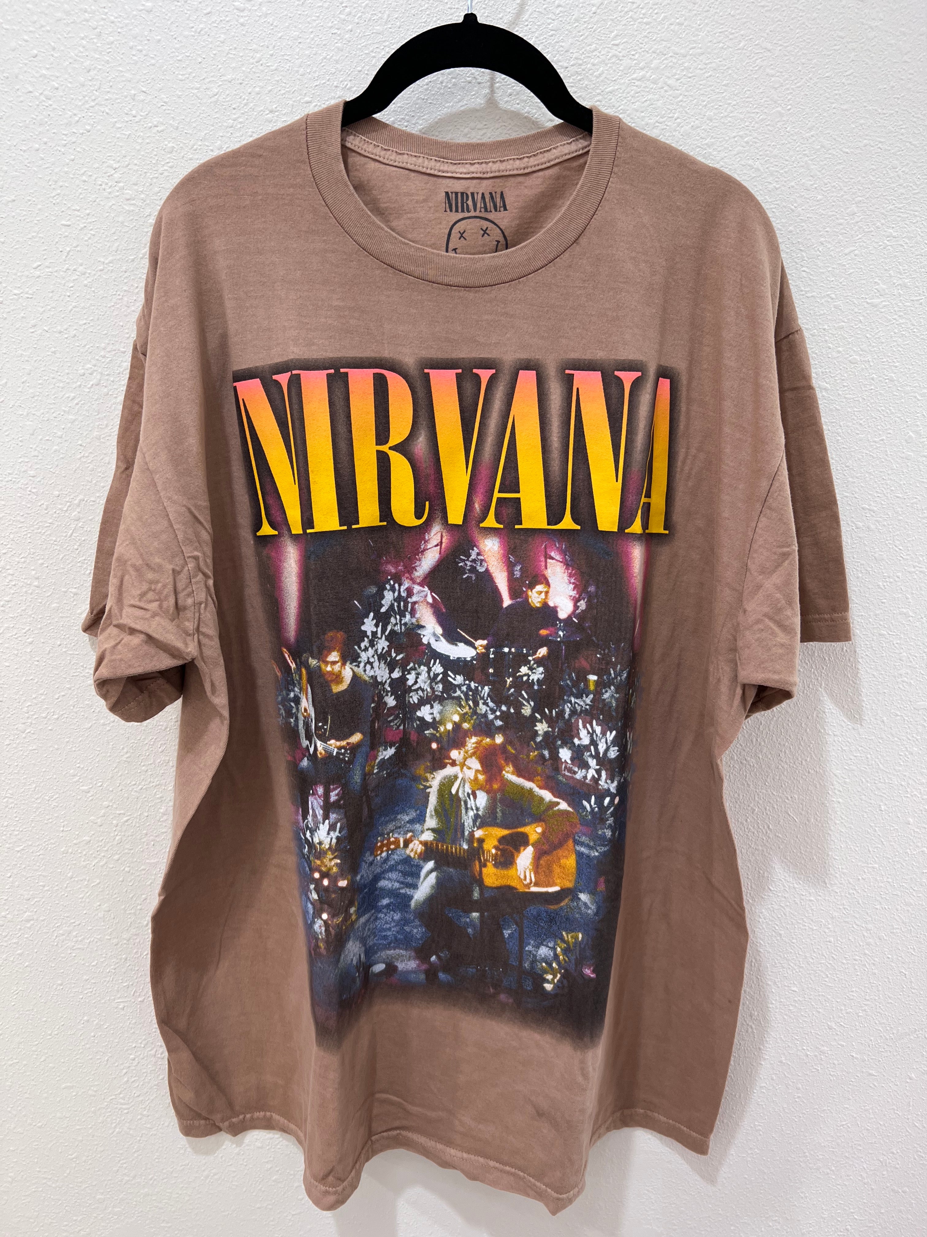 TRUNKSHOW NIRVANA USA クラックデザインT Trunk LTD *FREE PEOPLE Nirvana T-Shirt women olive green 100