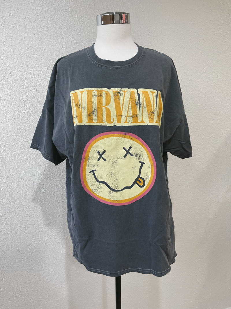 Nirvana Washed Smiley Tee