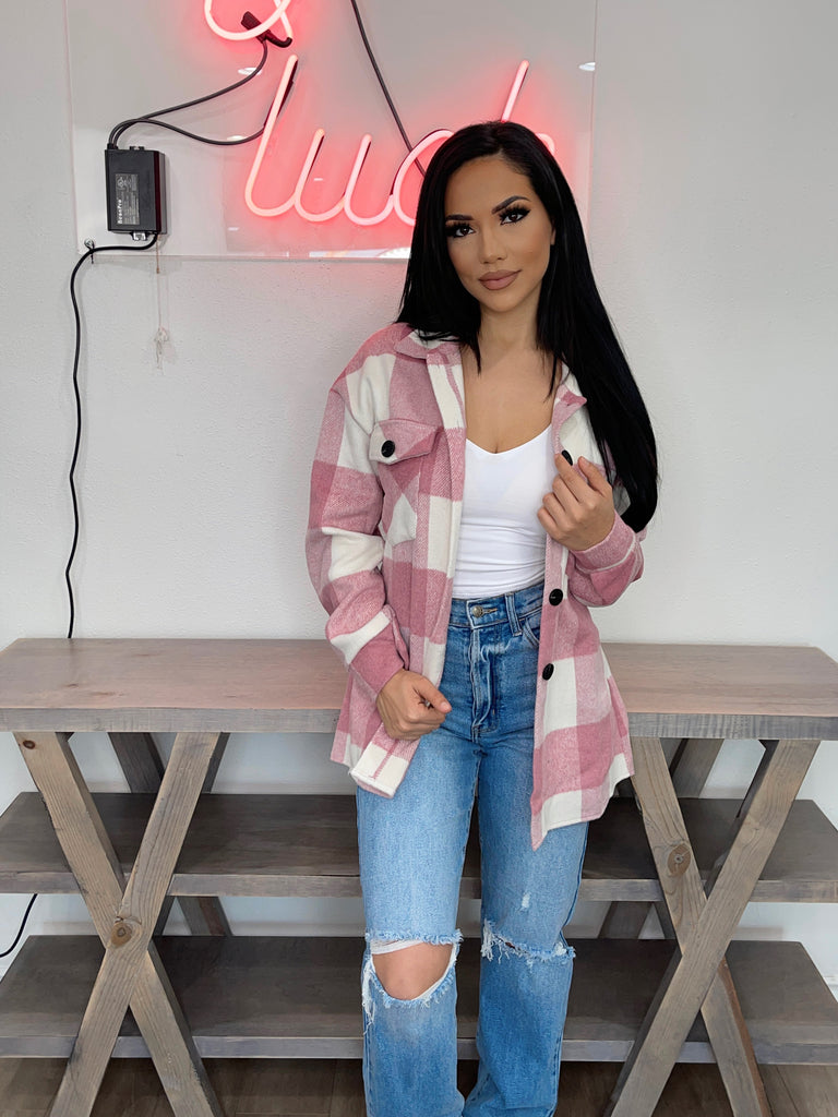 Pink Shacket Pastel Check Shacket Missguided Petite Shacket With